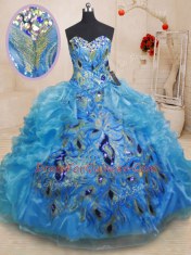 Nice Sleeveless Zipper Floor Length Beading and Appliques and Ruffles Sweet 16 Dresses
