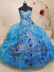 Nice Sleeveless Zipper Floor Length Beading and Appliques and Ruffles Sweet 16 Dresses