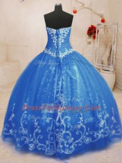 Simple Beading and Appliques Quinceanera Dress Blue Lace Up Sleeveless Floor Length
