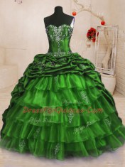 Dazzling Pick Ups Ruffled Sweetheart Sleeveless Sweep Train Lace Up Sweet 16 Quinceanera Dress Organza and Taffeta