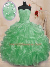 Floor Length Green Ball Gown Prom Dress Sweetheart Sleeveless Lace Up