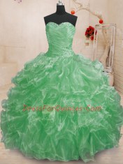 Floor Length Green Ball Gown Prom Dress Sweetheart Sleeveless Lace Up