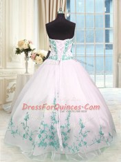 Attractive Sweetheart Sleeveless Lace Up Sweet 16 Quinceanera Dress White Organza