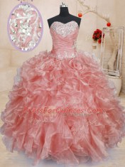 Unique Sleeveless Beading and Ruffles Lace Up Quinceanera Dresses