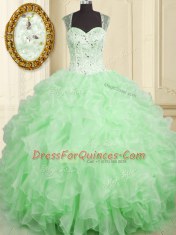 Straps Lace Up Beading and Ruffles Sweet 16 Dress Sleeveless