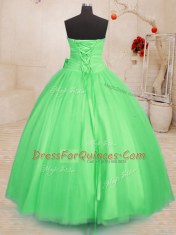 Ball Gowns Sweetheart Sleeveless Tulle Floor Length Lace Up Beading and Bowknot Sweet 16 Quinceanera Dress