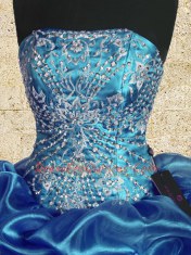 Fancy Organza Sleeveless Floor Length Quinceanera Dress and Beading and Embroidery and Ruffles