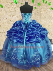 Fancy Organza Sleeveless Floor Length Quinceanera Dress and Beading and Embroidery and Ruffles