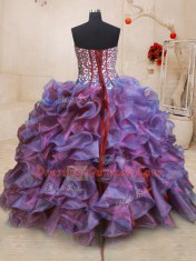 Sleeveless Lace Up Floor Length Beading and Ruffles 15 Quinceanera Dress