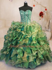 Sleeveless Beading and Ruffles Lace Up Quinceanera Gowns