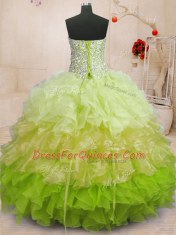 Multi-color Sweetheart Neckline Beading and Ruffles Quinceanera Dress Sleeveless Lace Up