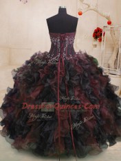 Custom Design Multi-color Sleeveless Beading and Ruffles Floor Length Quinceanera Dress