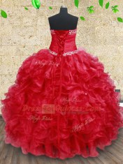 Sleeveless Lace Up Floor Length Beading and Ruffles 15 Quinceanera Dress
