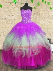 Ruffled Floor Length Multi-color 15 Quinceanera Dress Sweetheart Sleeveless Lace Up