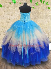 Chic Multi-color Sweetheart Neckline Beading and Ruffles and Ruffled Layers Sweet 16 Dresses Sleeveless Lace Up