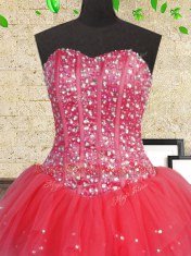 Tulle Sleeveless Floor Length 15 Quinceanera Dress and Beading and Ruffles and Ruffled Layers