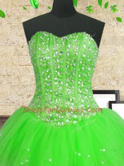 Multi-color Sleeveless Beading and Ruffles and Sequins Floor Length Sweet 16 Quinceanera Dress