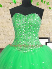 Sleeveless Beading and Ruffles and Sequins Lace Up Quinceanera Gown