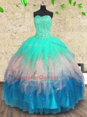 Delicate Multi-color Sweetheart Lace Up Beading and Sequins Quinceanera Gown Sleeveless