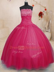 Hot Sale Off the Shoulder Coral Red Sleeveless Tulle Lace Up Ball Gown Prom Dress for Military Ball and Sweet 16 and Quinceanera