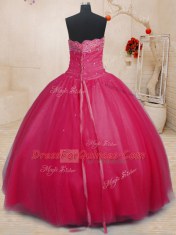 Hot Sale Off the Shoulder Coral Red Sleeveless Tulle Lace Up Ball Gown Prom Dress for Military Ball and Sweet 16 and Quinceanera