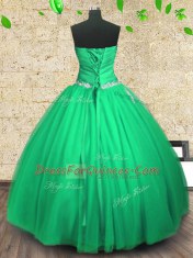 Strapless Sleeveless Tulle Quinceanera Dresses Embroidery and Ruching Lace Up