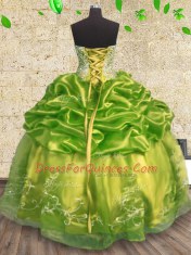 Exceptional Sleeveless Lace Up Floor Length Beading and Embroidery Ball Gown Prom Dress