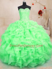 Floor Length Ball Gowns Sleeveless Green 15th Birthday Dress Lace Up
