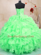 Floor Length Ball Gowns Sleeveless Green 15th Birthday Dress Lace Up