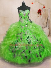 Ball Gowns Sweet 16 Dress Sweetheart Organza Sleeveless Floor Length Lace Up