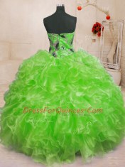 Ball Gowns Sweet 16 Dress Sweetheart Organza Sleeveless Floor Length Lace Up