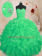 Floor Length Green 15 Quinceanera Dress Sweetheart Sleeveless Lace Up