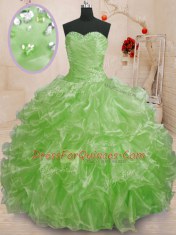 Sumptuous Vestidos de Quinceanera Military Ball and Sweet 16 and Quinceanera and For with Beading and Ruffles Sweetheart Sleeveless Lace Up