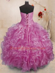 Clearance Lilac Lace Up Sweetheart Beading and Ruffles 15 Quinceanera Dress Organza Sleeveless