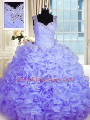 Floor Length Ball Gowns Sleeveless Lavender Quinceanera Dress Zipper