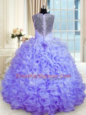 Floor Length Ball Gowns Sleeveless Lavender Quinceanera Dress Zipper