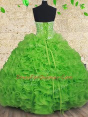 Ball Gowns Organza Strapless Sleeveless Beading and Ruffles Floor Length Lace Up Vestidos de Quinceanera