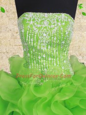 Ball Gowns Organza Strapless Sleeveless Beading and Ruffles Floor Length Lace Up Vestidos de Quinceanera