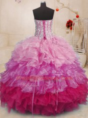 Deluxe Multi-color Lace Up Sweet 16 Quinceanera Dress Beading and Ruffles Sleeveless Floor Length