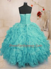 Fine Sleeveless Beading and Ruffles Lace Up Vestidos de Quinceanera