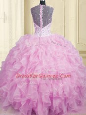 Hot Selling Floor Length Lilac Vestidos de Quinceanera Straps Sleeveless Zipper