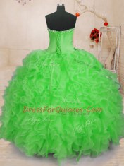 Custom Design Sweetheart Neckline Beading and Ruffles Sweet 16 Dress Sleeveless Lace Up