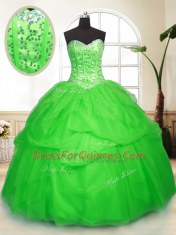 Fashion Sweetheart Sleeveless Tulle Sweet 16 Dresses Sequins and Pick Ups Lace Up