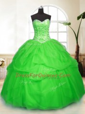 Fashion Sweetheart Sleeveless Tulle Sweet 16 Dresses Sequins and Pick Ups Lace Up
