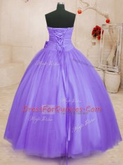 Deluxe Floor Length Lavender Sweet 16 Dress Sweetheart Sleeveless Lace Up