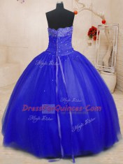 Royal Blue Sleeveless Tulle Lace Up Sweet 16 Dress for Military Ball and Sweet 16 and Quinceanera