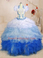 With Train Multi-color 15th Birthday Dress Sweetheart Sleeveless Lace Up