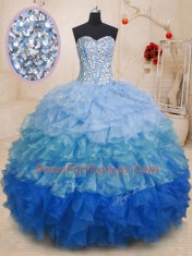 Shining Multi-color Sleeveless Beading and Ruffles Floor Length Sweet 16 Quinceanera Dress