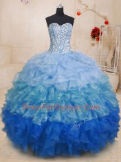 Shining Multi-color Sleeveless Beading and Ruffles Floor Length Sweet 16 Quinceanera Dress