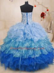 Shining Multi-color Sleeveless Beading and Ruffles Floor Length Sweet 16 Quinceanera Dress